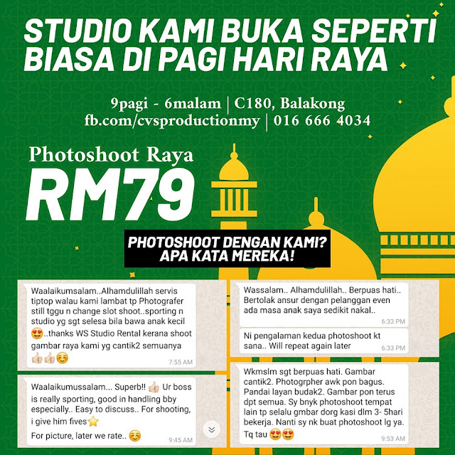 Photoshoot Raya RM79 di CVS Production, Cheras Balakong 