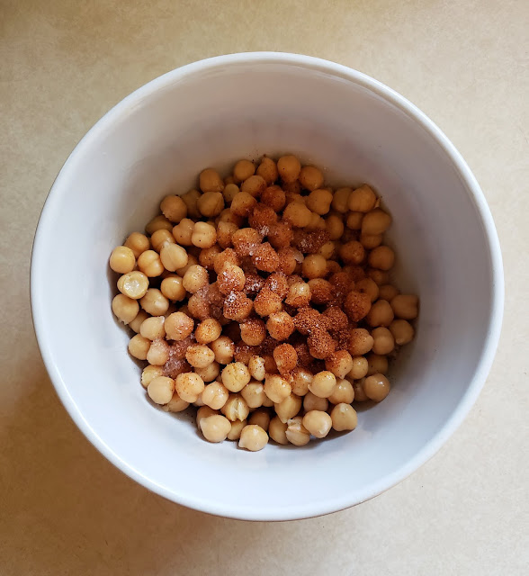 Chickpeas with chipotle seasoning, salt, and olive oil