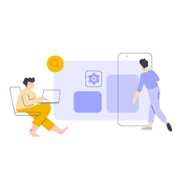 illustration of people on devices