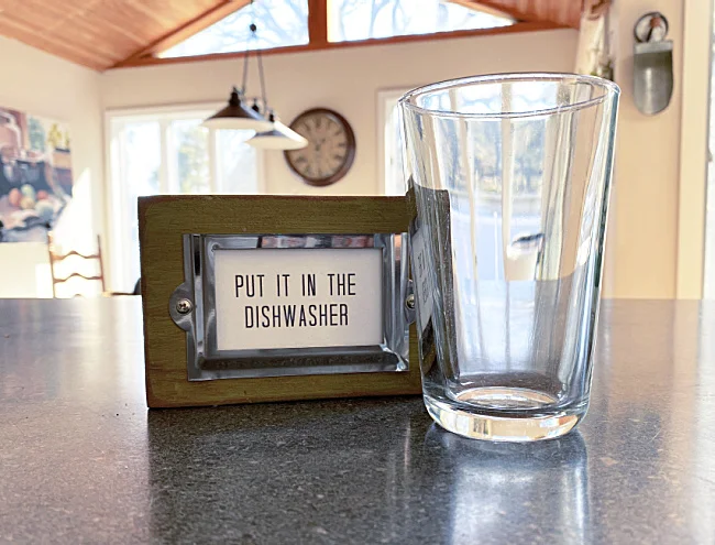 put it in the dishwasher sign and glass