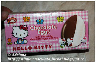 set 3 ouă de ciocolată cu figurine Hello Kitty