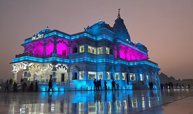 Prem Mandir changing light Night View image