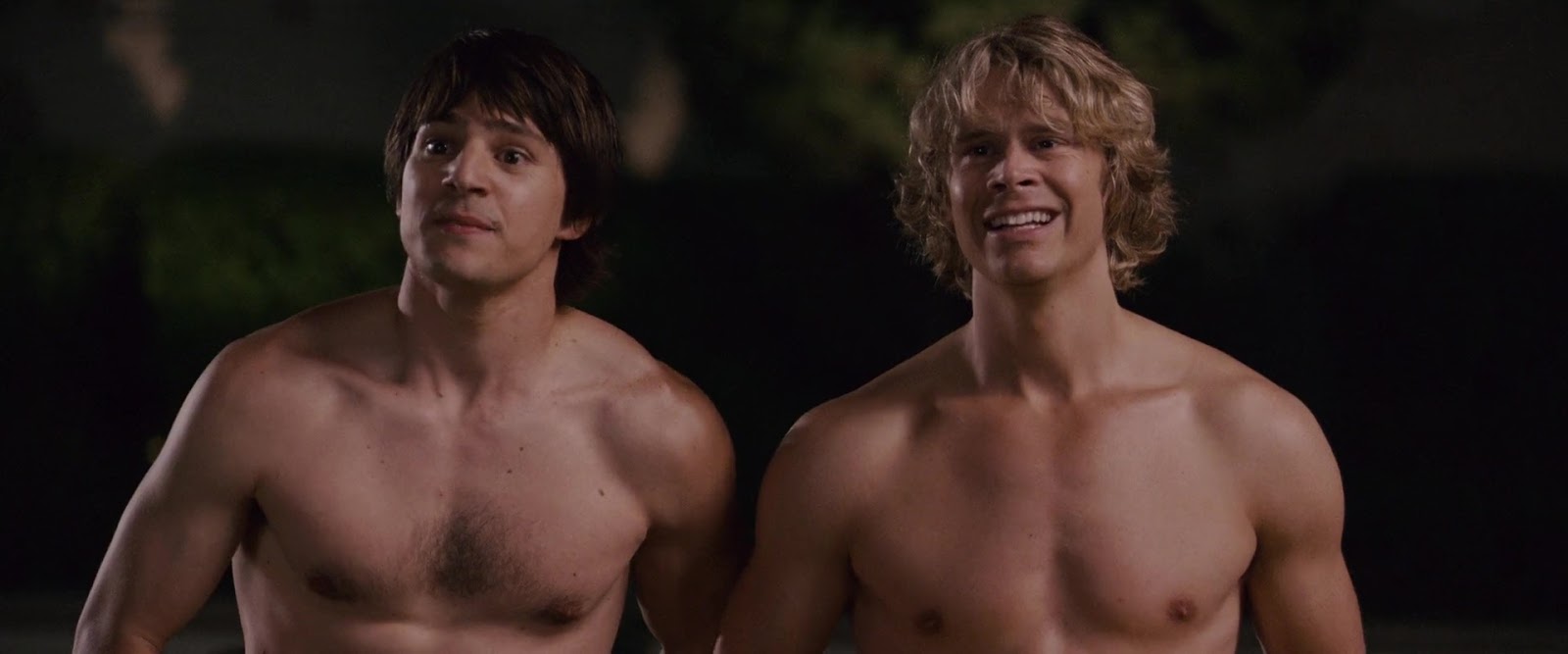 Nicholas D'Agosto and Eric Christian Olsen shirtless in Fired Up! 
