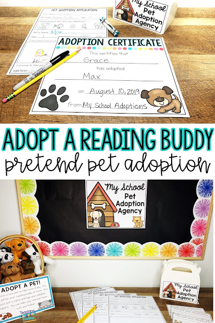 Learn how to set up a pretend adoption center for your students to adopt a reading buddy stuffed animal at kindergarten open house or orientation.  This is a fun way to motivate your kids to want to read!  Your students will love choosing a stuffed animal to read to and take care of.  Setting up this activity can be simple and the impact can be powerful.  Learn how to engage kids and family in reading today!