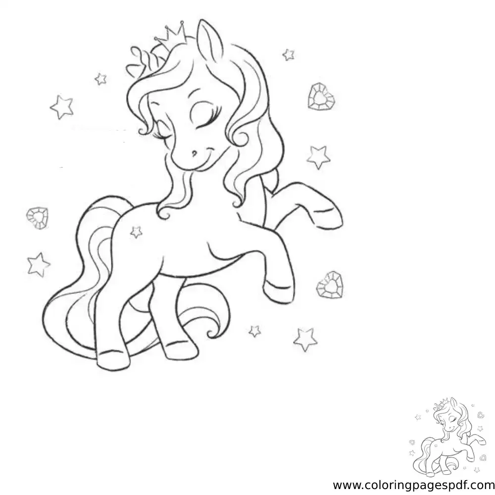 Coloring Page Of A Unicorn Princess