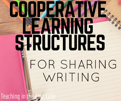 Cooperative learning strategies that are GREAT for sharing writing. So often we skip over the sharing part of writing workshop because we run out of time, but with these cooperative learning activities it makes sharing a quick and meaningful part of the writing routine. 