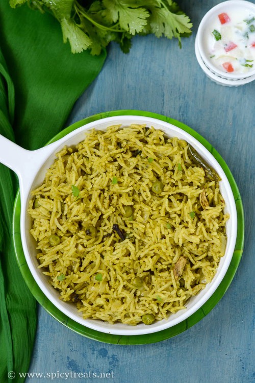 Spicy Treats Coriander Pulao Recipe Kothamalli Pulao Cilantro Pea
