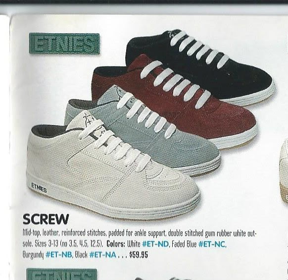 90's Skateboard Nostalgia 1995 Etnies Screw Skateboarding Shoe