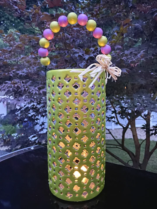jewel toned lantern with battery votive