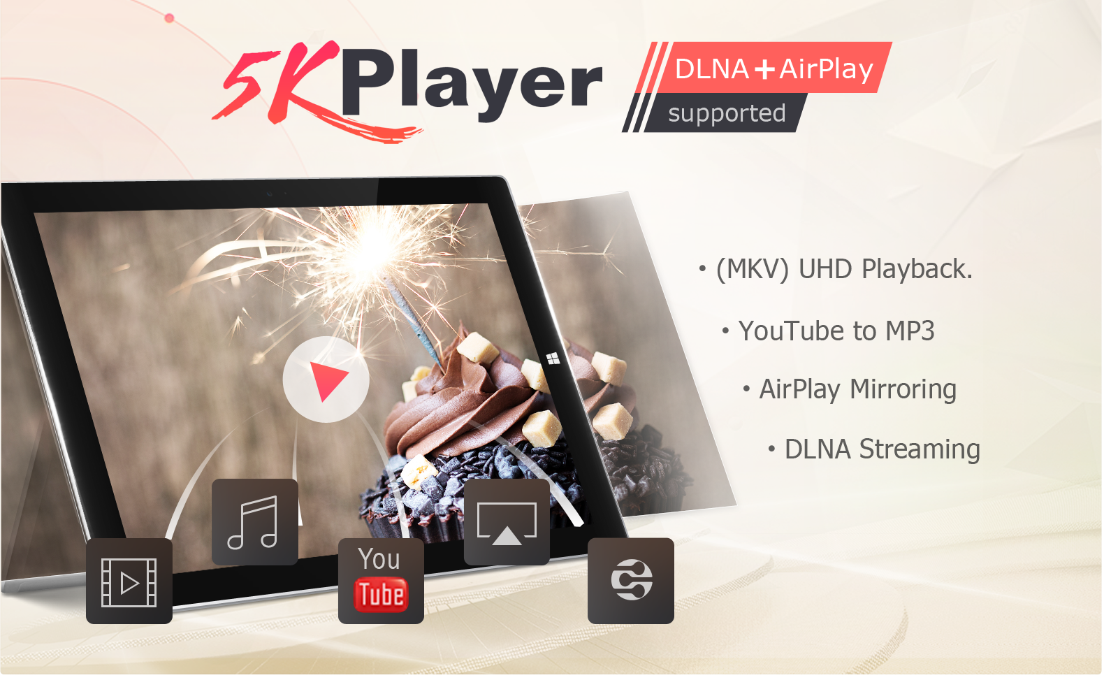 5KPlayer:播放任何格式、下载YouTube影片、媒体中心一应俱全
