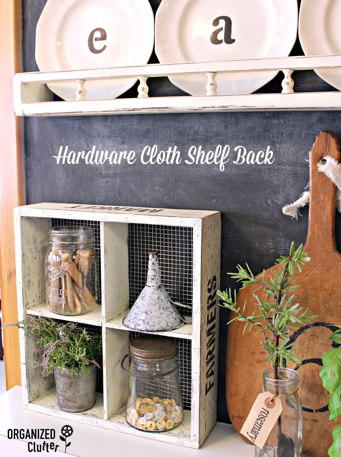 Thrift Shop Shelf Upcycle with Hardware Cloth Organized Clutter