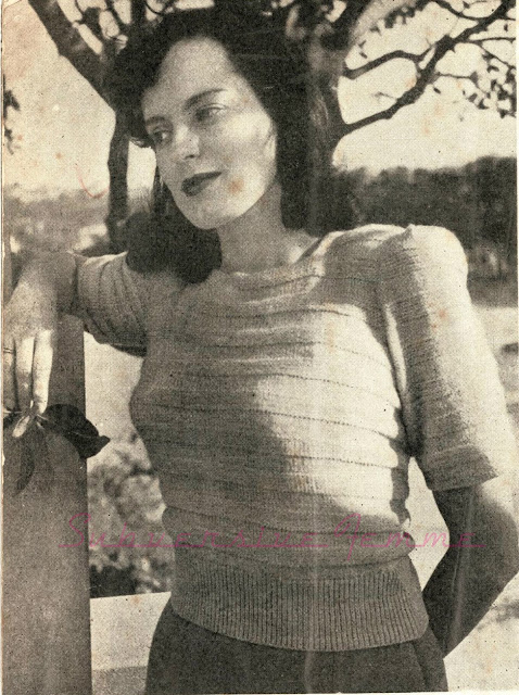 The Vintage Pattern Files Free 1940's Knitting Pattern -  An Interesting Grey Woollen Jumper