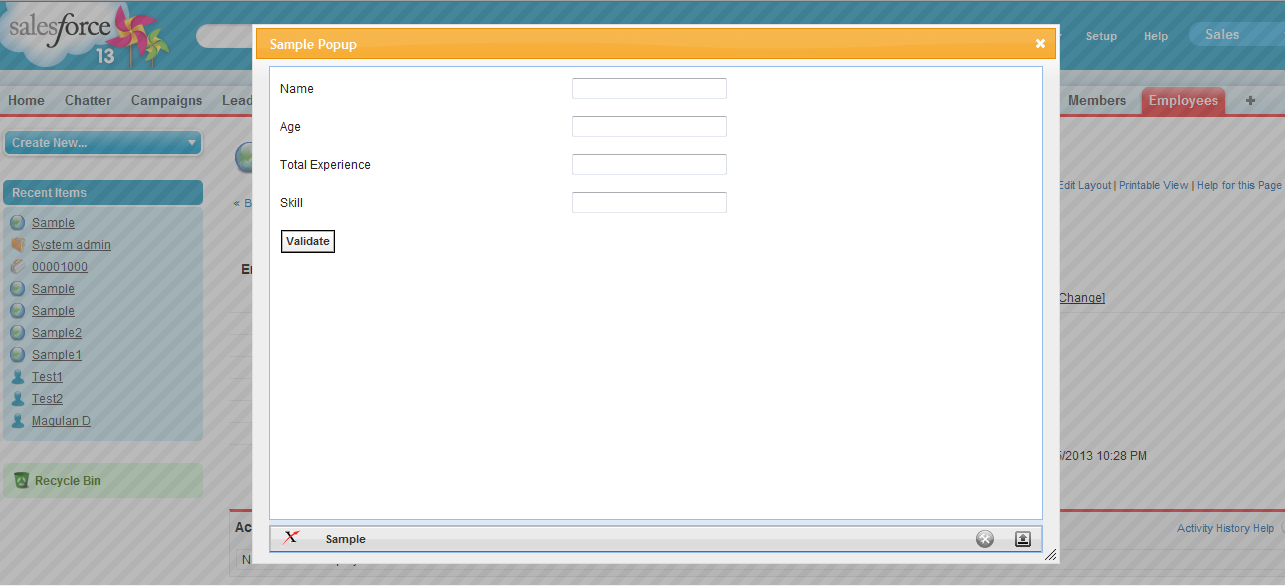 Salesforce: How to create popup by clicking a custom button in a ...
