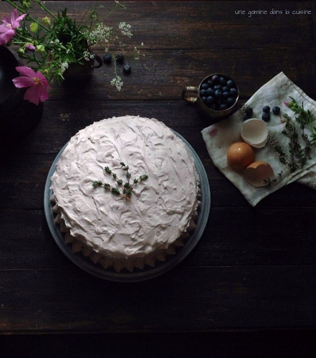blueberry basil cake with blueberry thyme mascarpone German buttercream | une gamine dans la cuisine