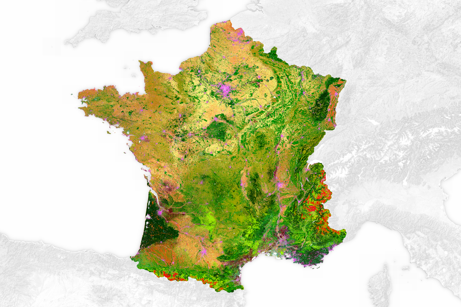 Land Cover Map of France Vivid Maps