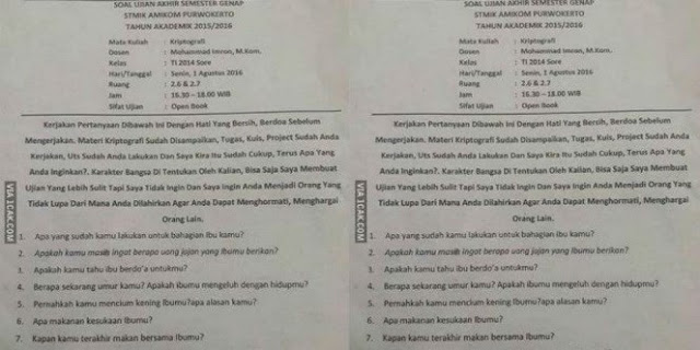 Soal Ujian Dosen Di Purwokerto Ini Bikin Mahasiswa Dan Netizen Tak Sadar Meneteskan Air Mata