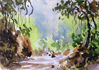 water colour study work of a scene from Karnala Bird Sanctuary by Manju Panchal