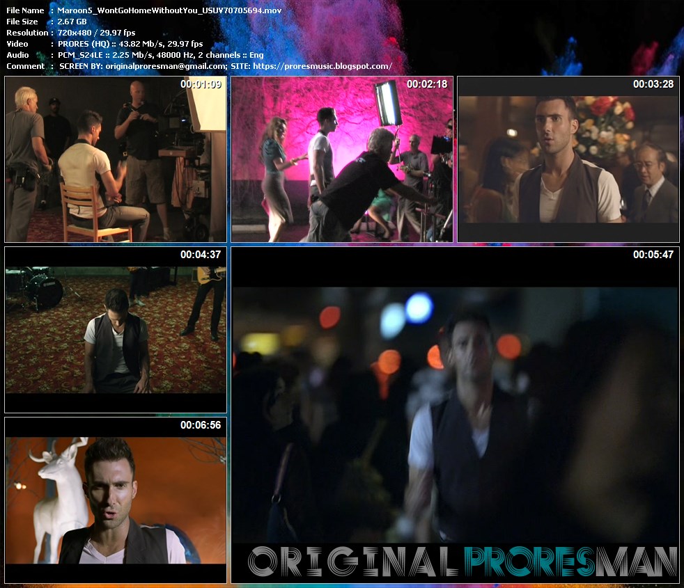 EXCLUSIVE PRORES MUSIC VIDEO: Maroon 5 - Won't Go Home Without You