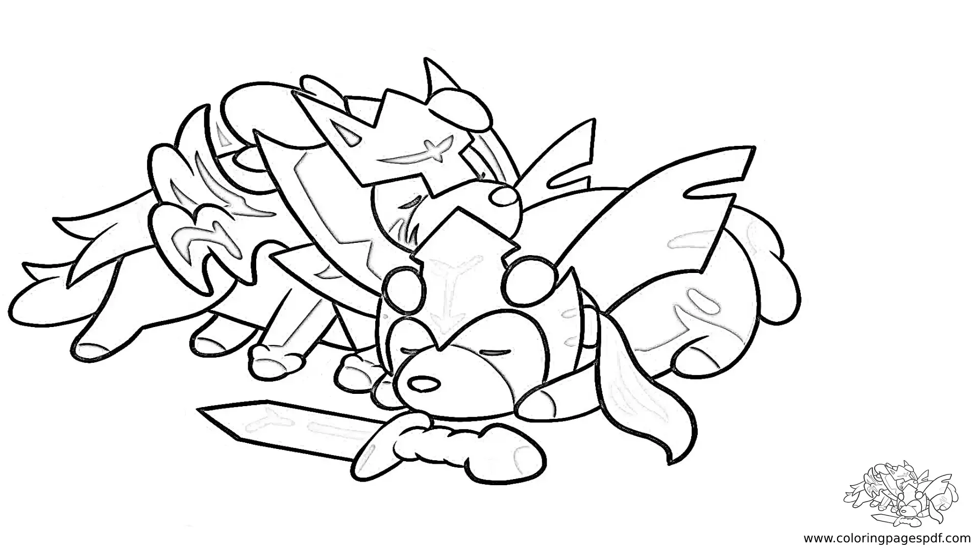 Coloring Page Of Zacian Both Forms Sleeping