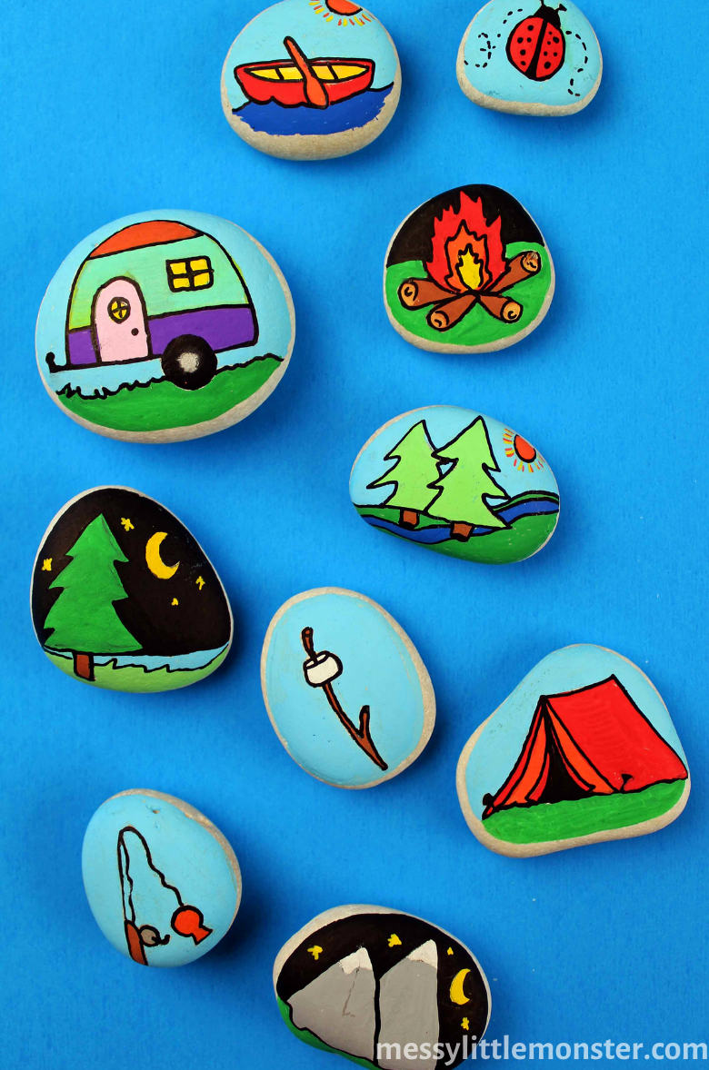 Painted Rocks Craft Camping Theme Messy Little Monster