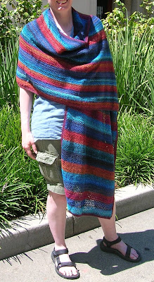 v-shawl in three colors on model