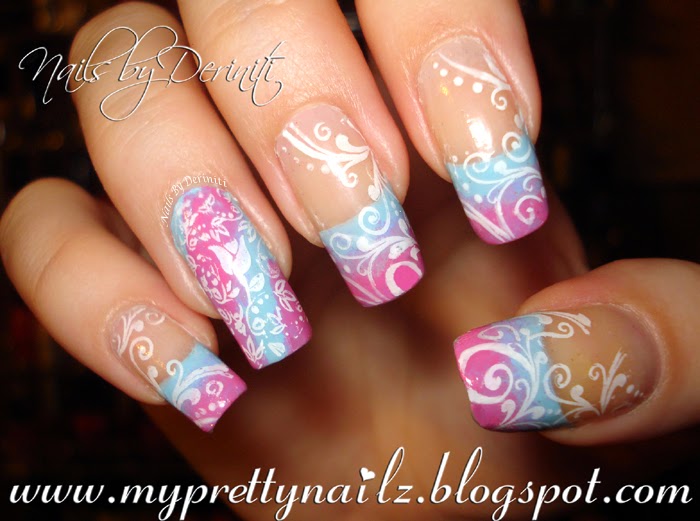 Simple Spring French Tips Ombre and Swirls Nail Art Design and Video ...