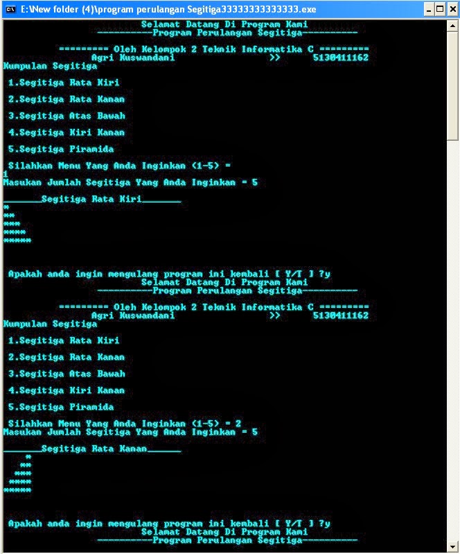 Program Perulangan Segitiga (Dev C++) - Koropak Programming
