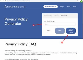 Tahap 5  Masukkan Email kalian dan kemudian klik 'Create Privacy Policy'