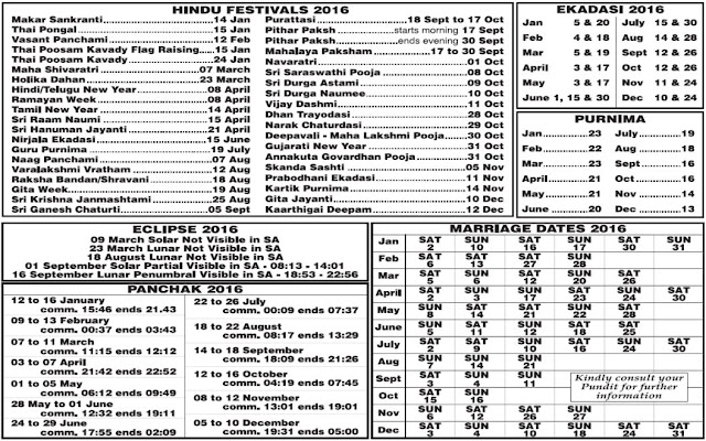 2016 Calendar with Hindu Holidays, 2016 Monthly Blank calendar, Hindu Calendar 2016 Word Excel PDF Free,  hindu panchang 2016