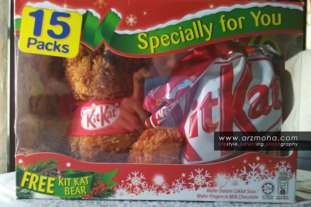 kitkat bersama teddy bear, teddy bear with kitkat, kitkat 15 packs,