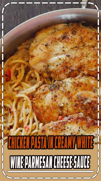 Chicken Pasta in Creamy White Wine Parmesan Cheese Sauce will remind 