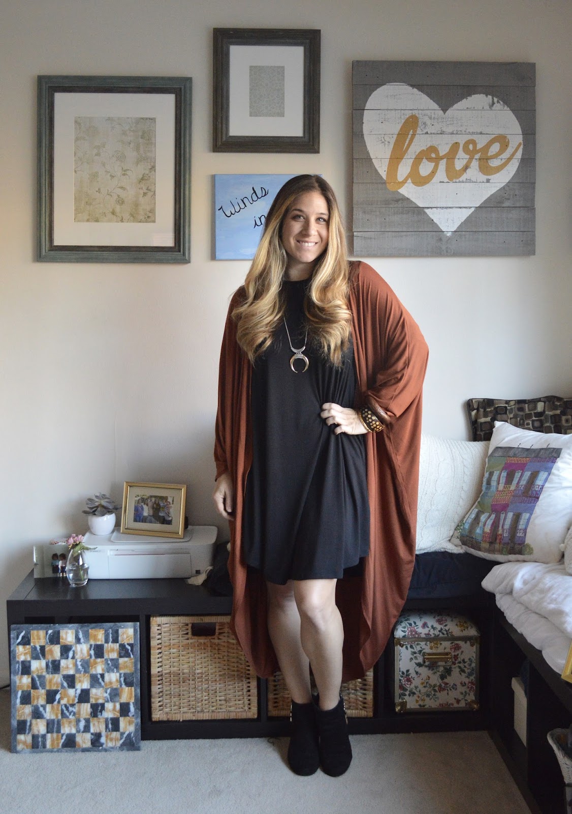 Black Swing Dress A Duster Cardigan On The Trip Side