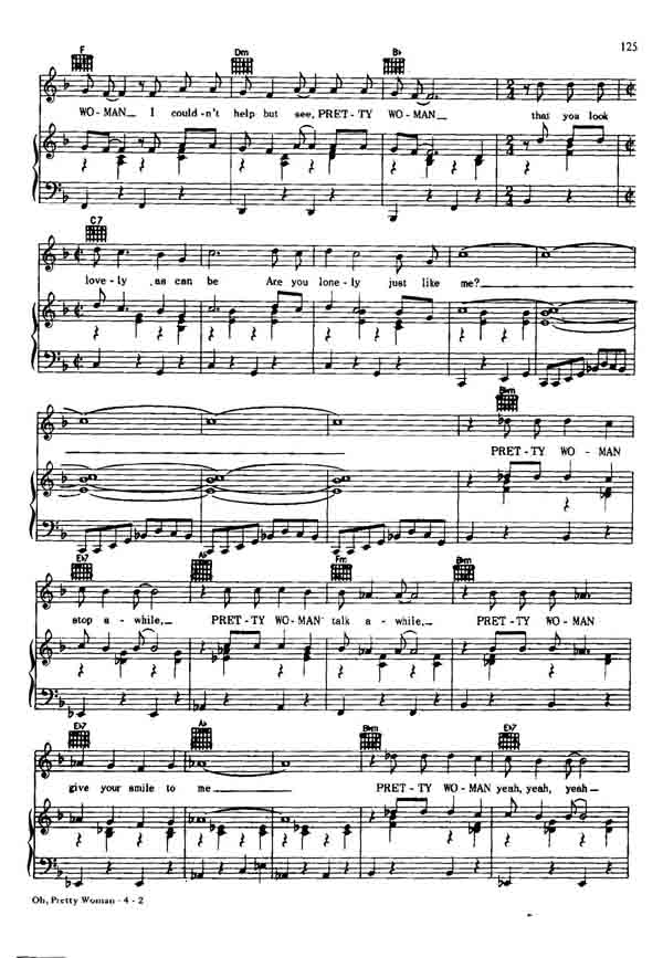 cable Beca antiguo Pretty Woman, partitura para piano - Partituras de piano | Sheet music for  piano