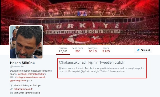 Vatan Haini Hakan Şükür Twiiter Hesabını Dış Takibe Kapattı
