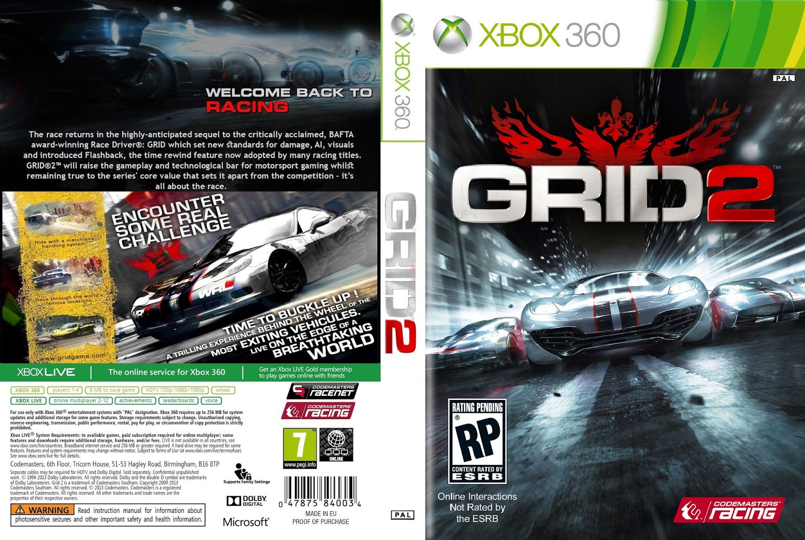 Capa GRID 2 Xbox 360 Capas de DVDs Capas de Filmes e Capas de CDs