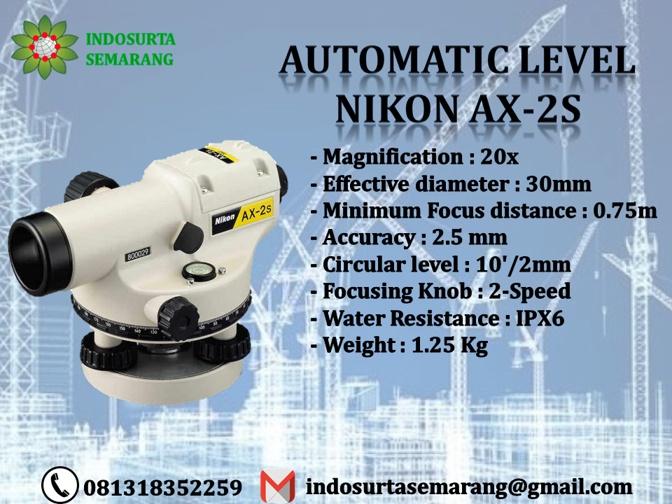 Jual Automatic Level Waterpass Nikon AX-2S di Semarang