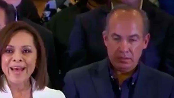 Graban a Felipe Calderón "BORRACHO" durante protesta de Josefina Vázquez Mota. (Video)