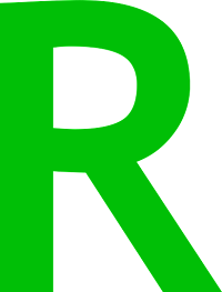 Green capital letter R shape