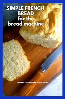 Simple French Bread for the Bread Machine: Crusty on the outside with a soft and tender airy crumb on the inside. Hot from the bread machine this bread is hard to beat!  - Slice of Southern