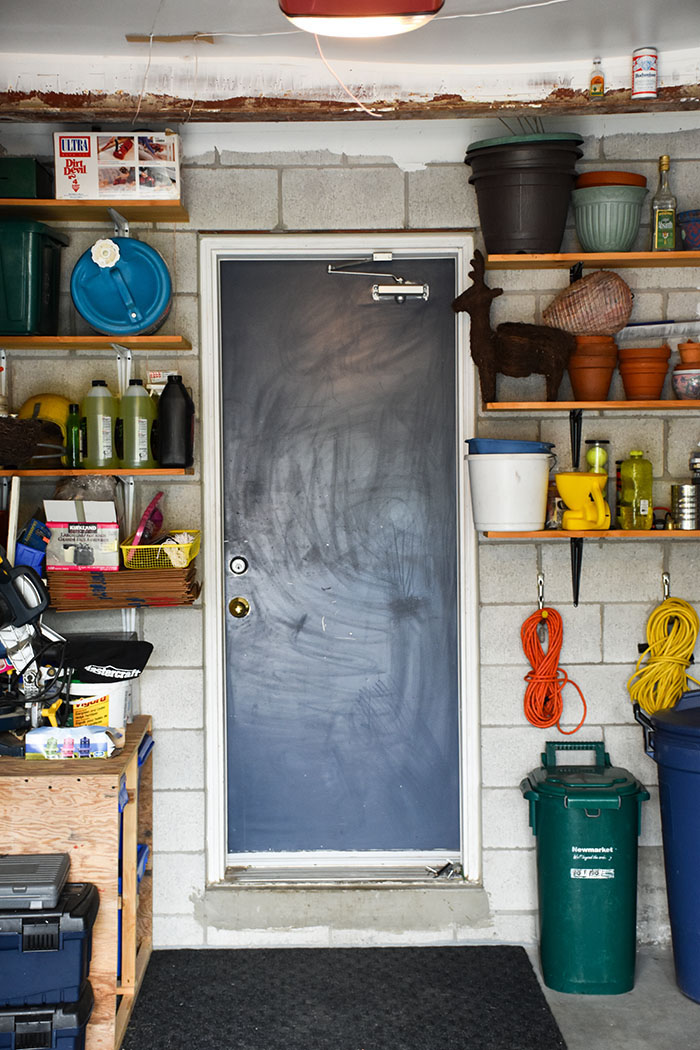 Woman in Real Life Garage Entry Door Paint and Trim Makeover & Garage