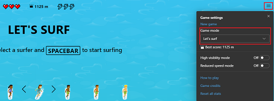 modos de juego de surf