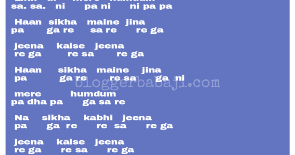 jeena jeena song harmonica notations(keys,tabs,notes), hindi bollywood song