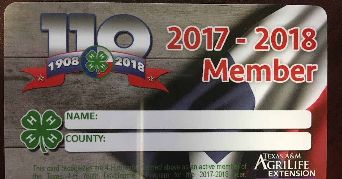 Texas 4H Practitioner's Blog 20182019 Texas 4H Membership Card Orders