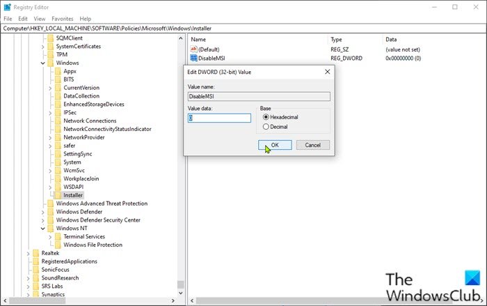 Modificar el Registro-DisableMSI