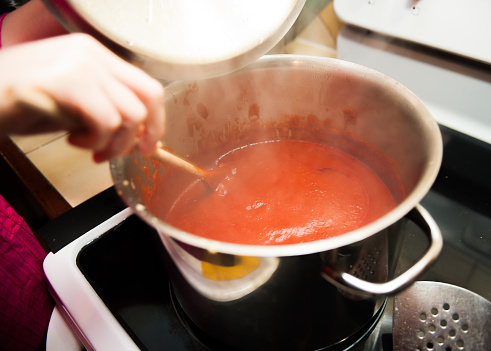 Red Chile Sauce in pot