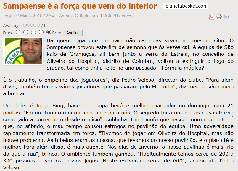 Arquivo do Basket Sampaense09/10Liga Portuguesa Basquetebol