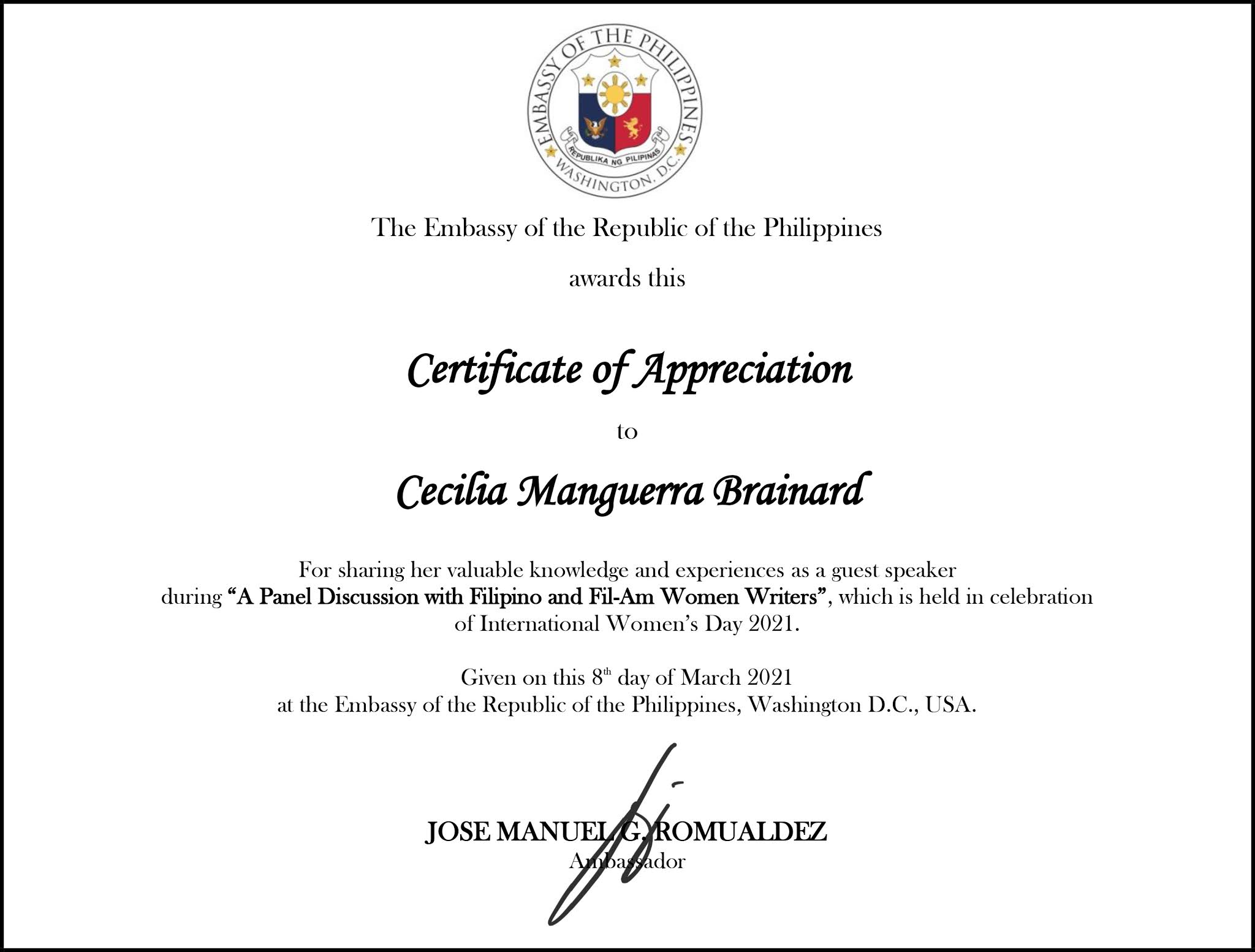 TRAVELS (and more) WITH CECILIA BRAINARD Link to Panel Discussion