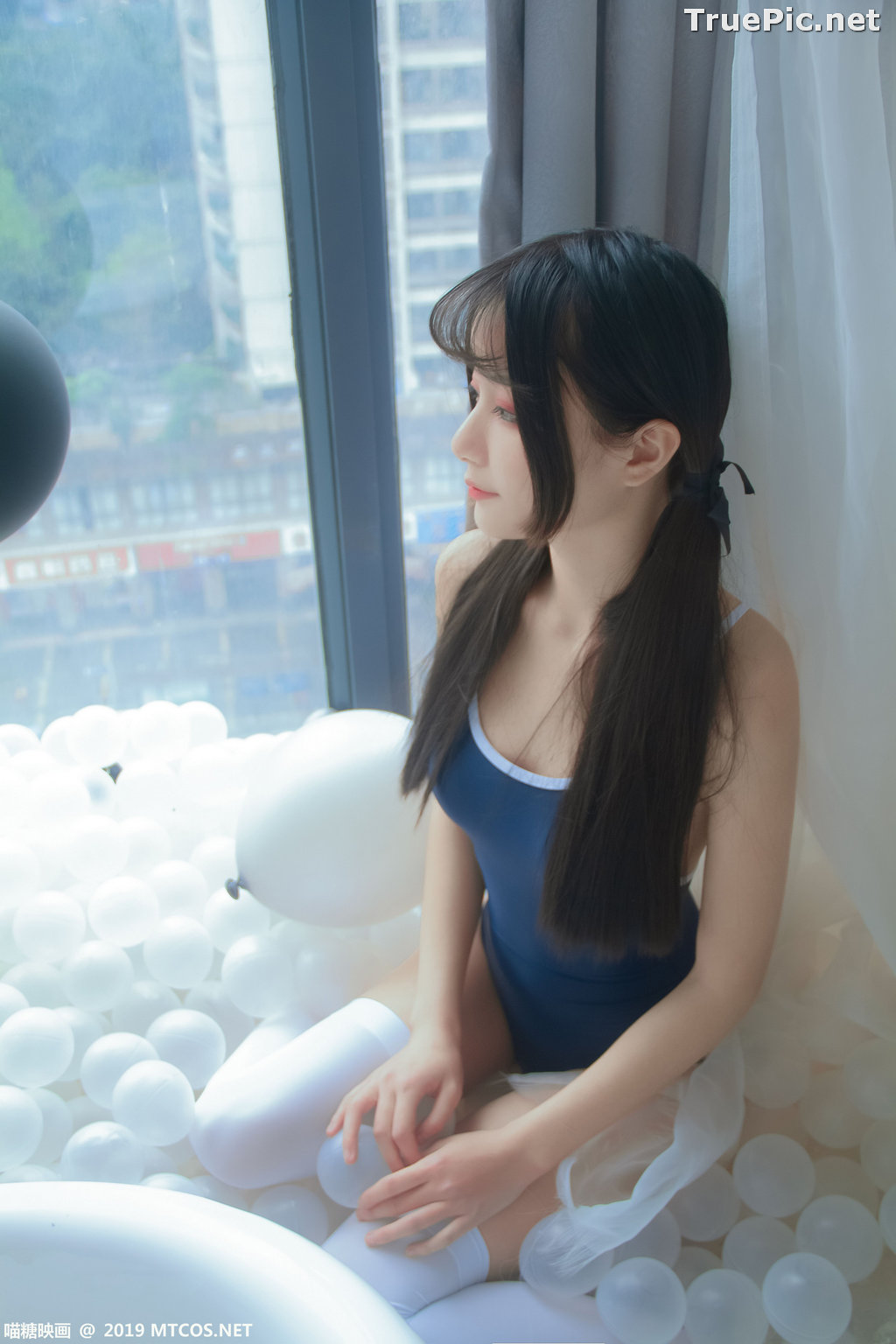 Image [MTCos] 喵糖映画 Vol.046 – Chinese Cute Model – Blue Monokini In Bathtub - TruePic.net - Picture-12