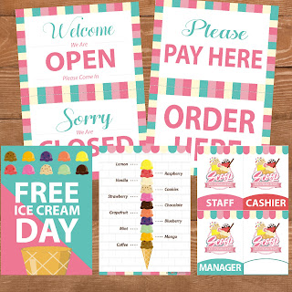 和小朋友在家開一間雪糕店 角色扮演 Playing ice cream shops with FREE Printable Total 48 Pages #MamaLovePrint