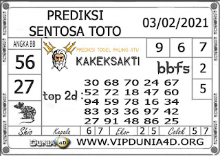 Prediksi Togel SENTOSA TOTO DUNIA4D 03 FEBRUARI 2021 Prediksi Togel SENTOSA TOTO DUNIA4D 03 FEBRUARI 2021